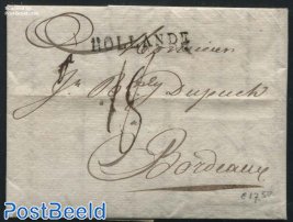 Folding letter from Amsterdam to Bordeaux