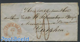 Folding letter to Zutphen with Hellevoetsluis and Ooltgensplaat mark