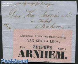 Letter from Zutphen to Arnhem, sent by van Gend & Loos