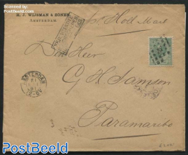 Letter from Amsterdam to Paramaribo Postmark: NED:W:INDIE STOOMSCHEPEN RECHTSTREEKS