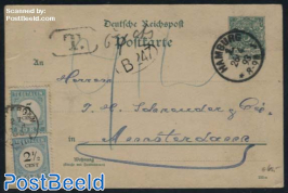 Postcard from Germany, Postage due rate 7.5c (5c and 2.5c)
