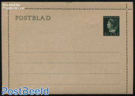 Card letter (Postblad), 5c green