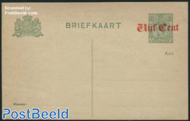 Postcard Vijf Cent on 3c, long dividing line