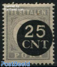 25c on 1.5c postage due, Strongly moved overprint