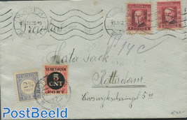 Envelope to Rotterdam, postage due 2.5 and 5 cent.