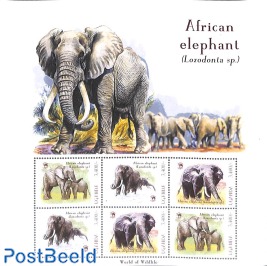 Sheet with personal stamps African Elephant
