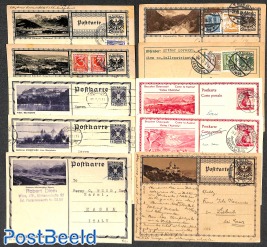 10 used illustrated postcards