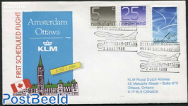 First Flight Amsterdam-Ottawa (stamps may vary)