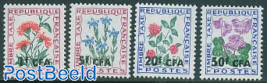 Postage due, flowers 4v