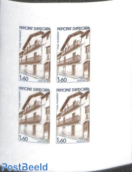 Architecture 1v, Imperforated block m/s with 4 stamps