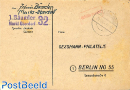 Gebühr bezahlt card from MARKT OBERDORF to Berlin