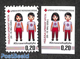 Red Cross 2v, imperforated & perforated