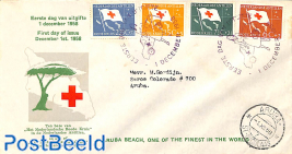 Red Cross 4v, FDC (with address)