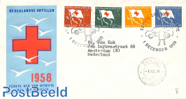 Red Cross 4v, FDC (with address)