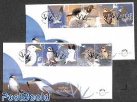 Coastal birds 10v, FDC 809a+b