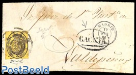 Official mail front of cover from MADRID to Valdepeñas