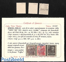 Canarian visit 3v MNH, signed & with attest