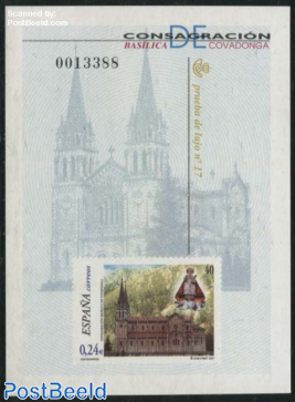 Covadonga, Special sheet (not valid for postage)