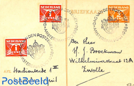 Postcard 2c, with Stamp Day cancellations