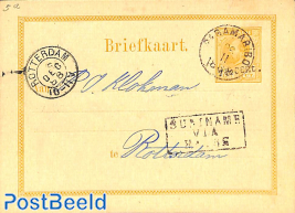 Postcard 7.5 on 12.5c from PARAMARIBO to Rotterdam