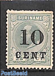 10c on 25c greenblue, type II, Stamp out of set