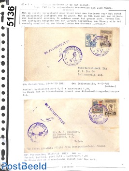 First flights from Suriname, page of an exhibition collection