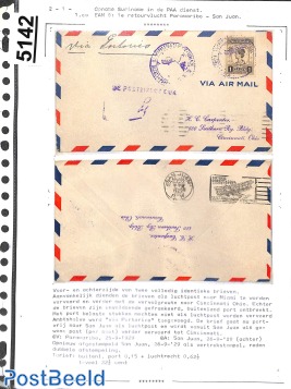 First flights from Suriname, page of an exhibition collection