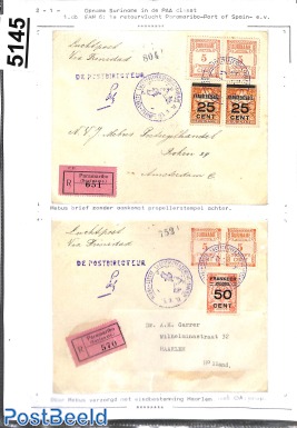 First flights from Suriname, page of an exhibition collection
