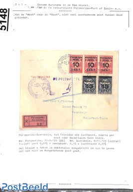First flights from Suriname, page of an exhibition collection