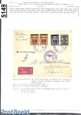 First flights from Suriname, page of an exhibition collection