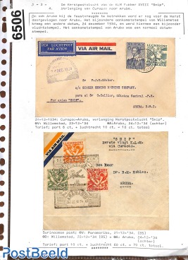 Christmas flight 1934 continuation to Aruba, page of an exhibition collection