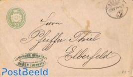 Envelope 25c from BADEN to ELBERFELD