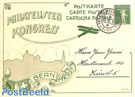 Postcard 7.5r, Philatelists Congress Bern 1929