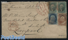 Letter per SS Persia to Liverpool England, (NEW 19 YORK APR 14, red)(PAID IN AMERICA 24 AP 58)