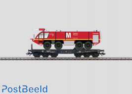 DB Heavy Duty Flat Car with Airport Fire Truck