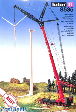 Windmill under construction with portable crane
