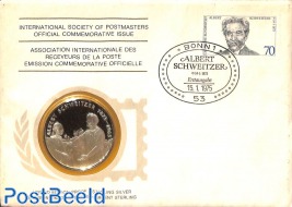 Albert Schweitzer, Coin cover, with large silver token