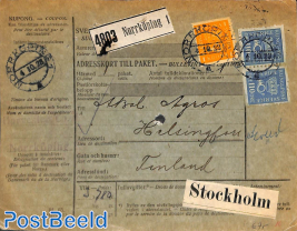 Parcel card from NorKöping to Helsingfors