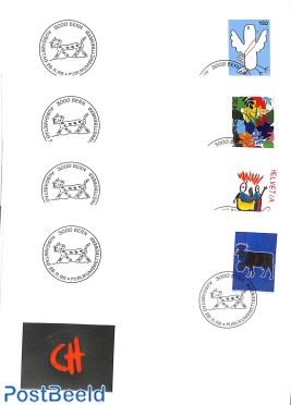 Mixed issue 4v, FDC (4 covers)