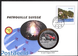 Patrouilles Suisse special cover with token (numisbrief)