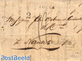 Folding letter from Locle to Nantes 