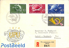 UPU special cover 75 anniversaire from Bern,registrered to France 