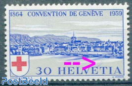 30c, Plate flaw, 2 lines on E in HELVETIA