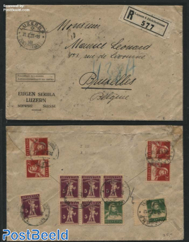 Registered letter to Belgium with combinations
