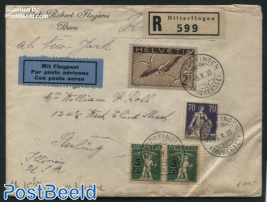 Airmail letter from Hilterfingen to Sterling (USA)