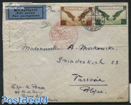 Airmail letter from Geneva to Warsaw