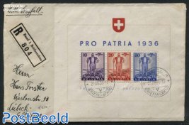 Pro Patria 1936 s/s on Registered cover