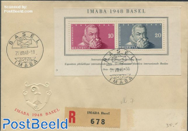 Registered envelope with Imaba 1948 Basel mark and stamp