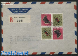 Block of 4, Butterfly/Insect on registered cover