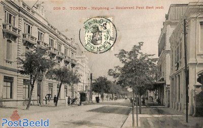 Postcard Tonkin, with stamp on frontside